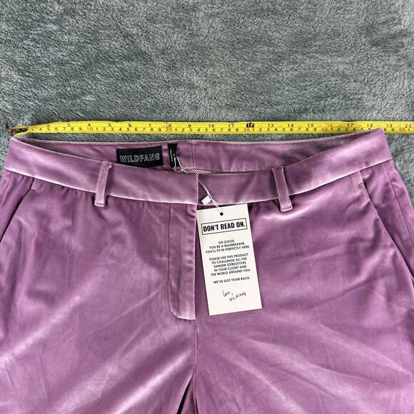 Wildfang Pants Womens 16 Purple Empower Velvet Slim Crop Stretch Trousers New - Picture 7 of 13